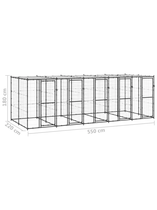 Lauko voljeras šunims su stogu, plienas, 12,1m²
