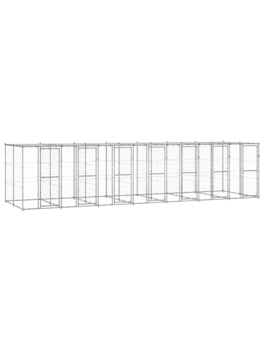 Lauko voljeras šunims su stogu, galvanizuotas plienas, 16,94m²