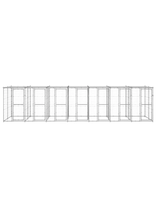 Lauko voljeras šunims su stogu, galvanizuotas plienas, 16,94m²