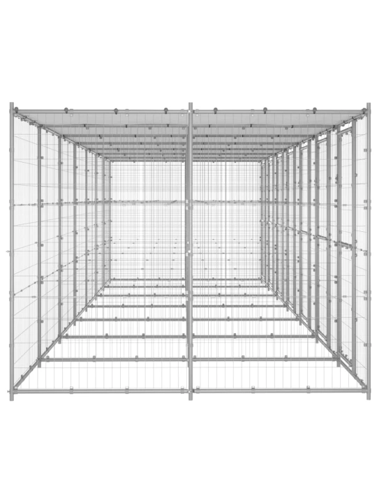 Lauko voljeras šunims su stogu, galvanizuotas plienas, 16,94m²