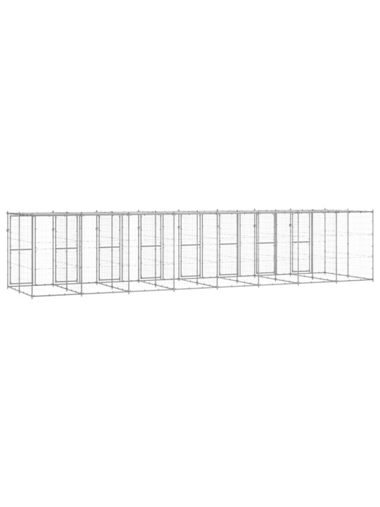 Lauko voljeras šunims su stogu, galvanizuotas plienas, 19,36m²