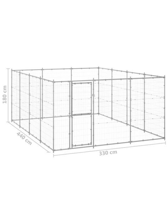 Lauko voljeras šunims, galvanizuotas plienas, 14,52m²