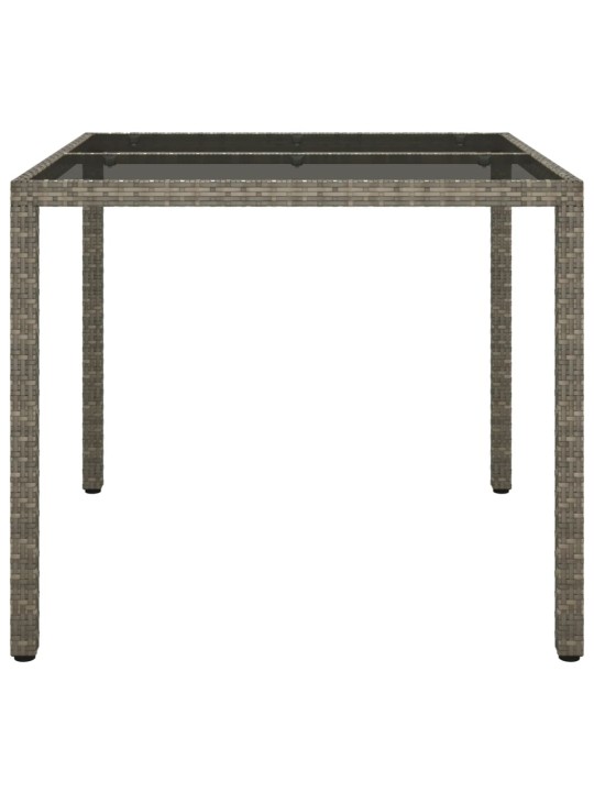 Sodo stalas, pilkas, 90x90x75cm, grūdintas stiklas/poliratanas