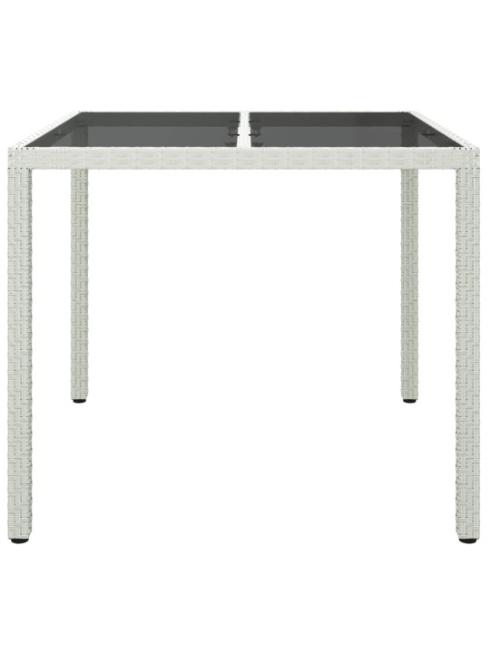 Sodo stalas, baltas, 90x90x75cm, grūdintas stiklas/poliratanas