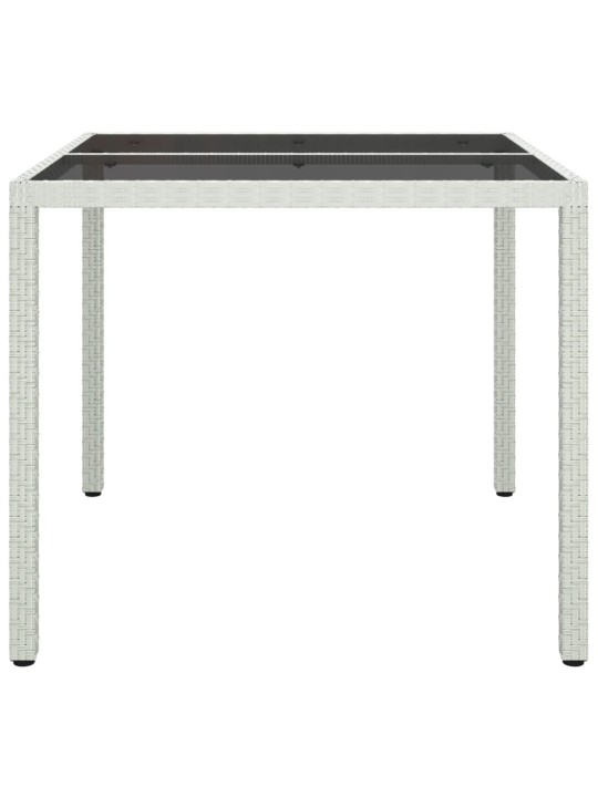 Sodo stalas, baltas, 90x90x75cm, grūdintas stiklas/poliratanas