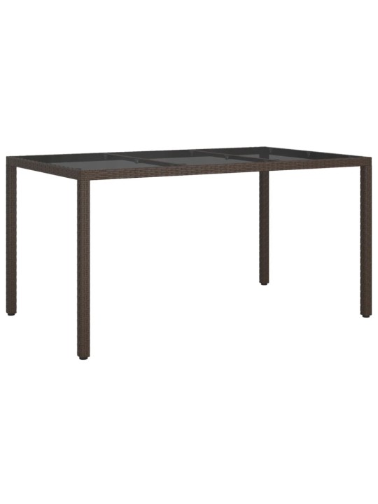 Sodo stalas, rudas, 150x90x75cm, grūdintas stiklas/poliratanas