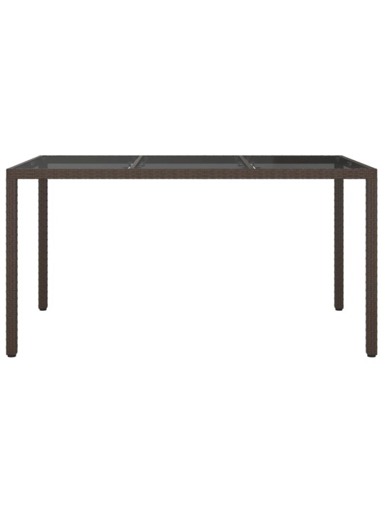 Sodo stalas, rudas, 150x90x75cm, grūdintas stiklas/poliratanas