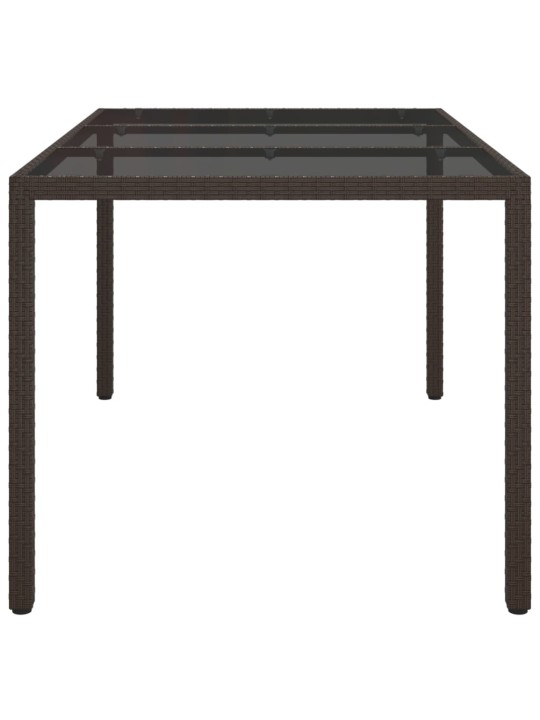 Sodo stalas, rudas, 150x90x75cm, grūdintas stiklas/poliratanas