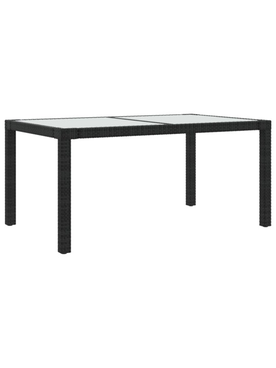 Sodo stalas, juodas, 150x90x75cm, grūdintas stiklas/poliratanas