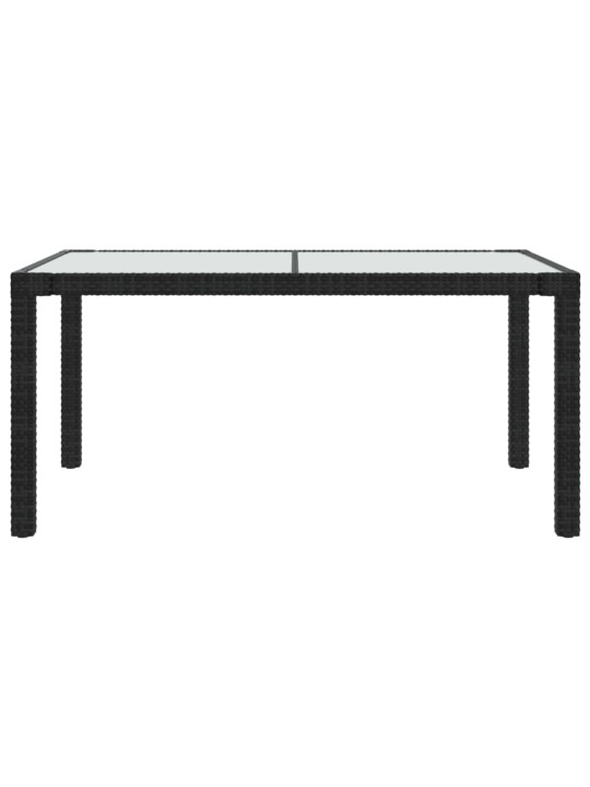 Sodo stalas, juodas, 150x90x75cm, grūdintas stiklas/poliratanas