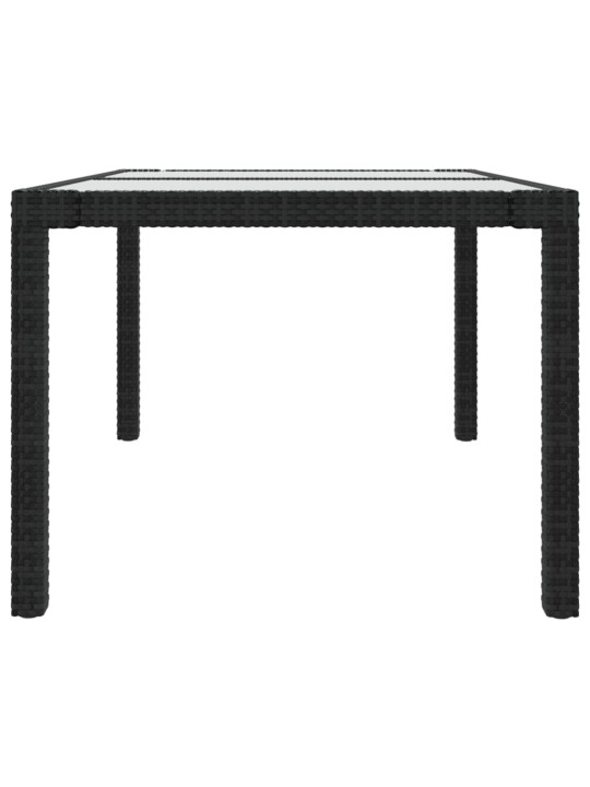 Sodo stalas, juodas, 150x90x75cm, grūdintas stiklas/poliratanas