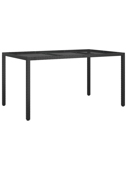 Sodo stalas, juodas, 150x90x75cm, grūdintas stiklas/poliratanas