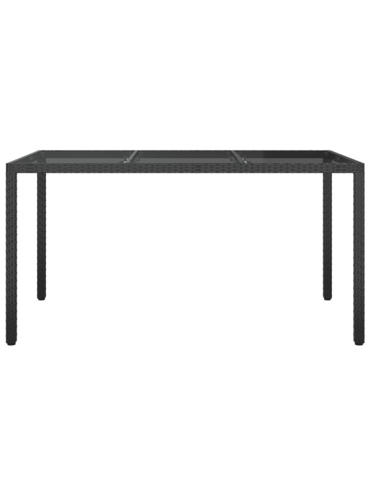 Sodo stalas, juodas, 150x90x75cm, grūdintas stiklas/poliratanas
