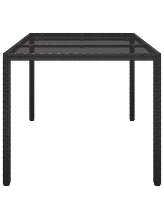 Sodo stalas, juodas, 150x90x75cm, grūdintas stiklas/poliratanas