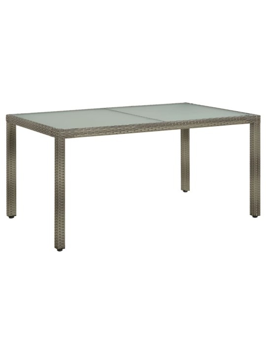 Sodo stalas, pilkas, 150x90x75cm, grūdintas stiklas/poliratanas