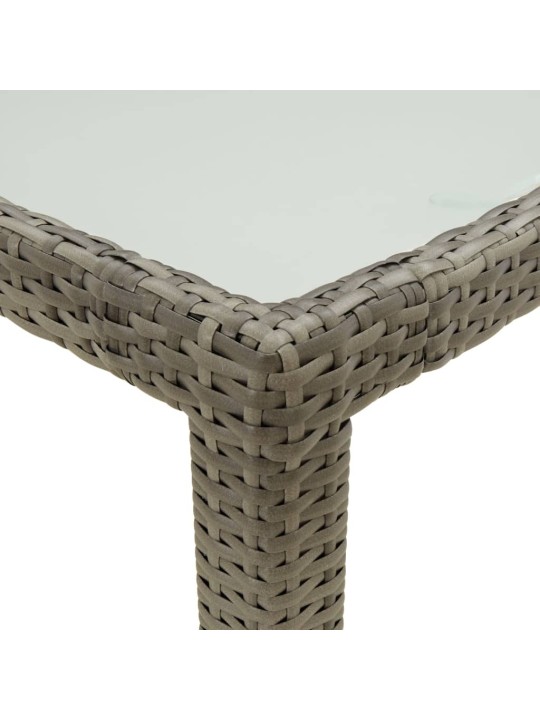 Sodo stalas, pilkas, 150x90x75cm, grūdintas stiklas/poliratanas