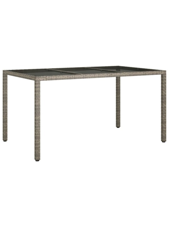 Sodo stalas, pilkas, 150x90x75cm, grūdintas stiklas/poliratanas