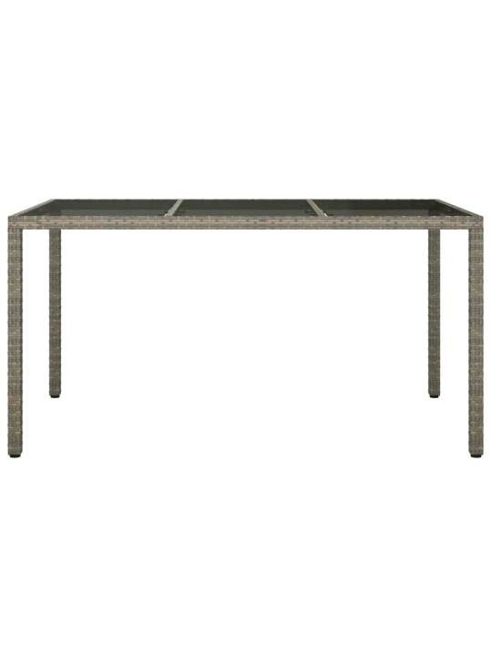 Sodo stalas, pilkas, 150x90x75cm, grūdintas stiklas/poliratanas