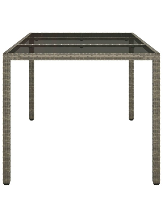 Sodo stalas, pilkas, 150x90x75cm, grūdintas stiklas/poliratanas