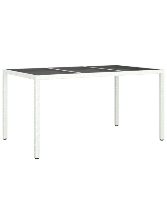 Sodo stalas, baltas, 150x90x75cm, grūdintas stiklas/poliratanas