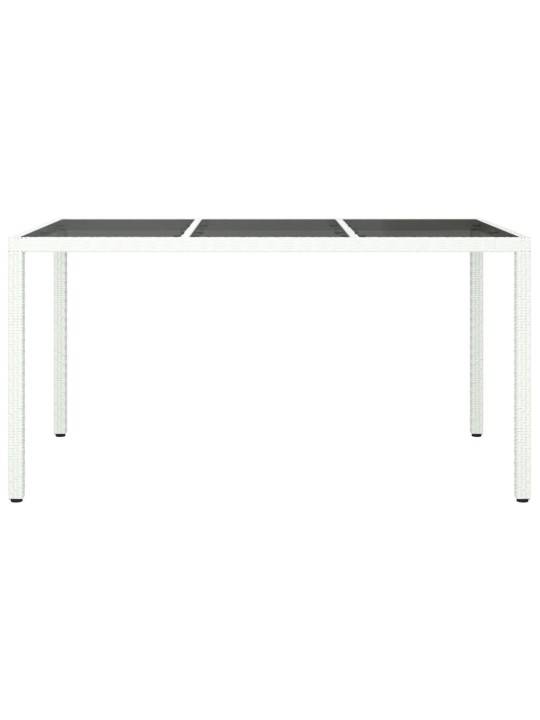 Sodo stalas, baltas, 150x90x75cm, grūdintas stiklas/poliratanas