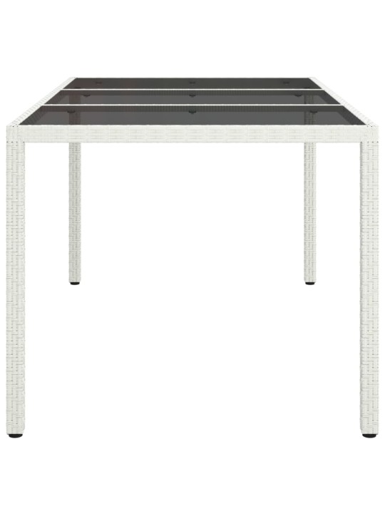 Sodo stalas, baltas, 150x90x75cm, grūdintas stiklas/poliratanas