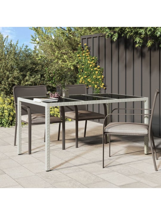 Sodo stalas, baltas, 150x90x75cm, grūdintas stiklas/poliratanas