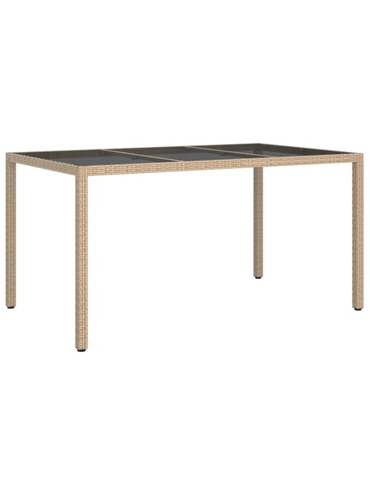 Sodo stalas, smėlio, 150x90x75cm, grūdintas stiklas/poliratanas