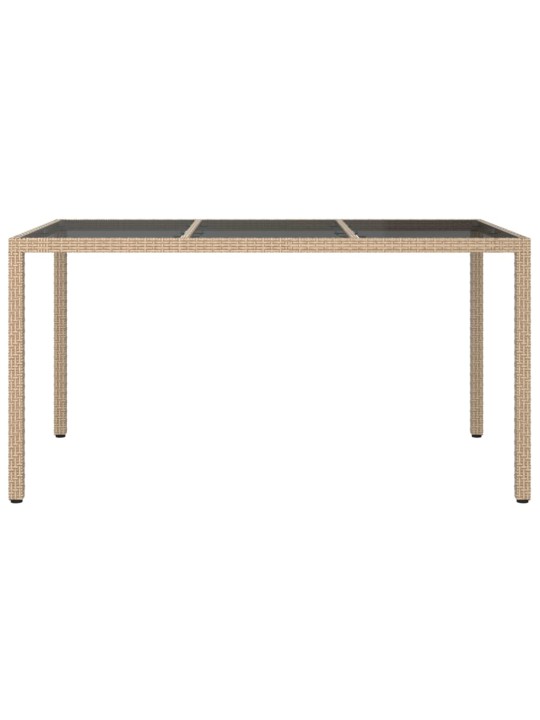 Sodo stalas, smėlio, 150x90x75cm, grūdintas stiklas/poliratanas
