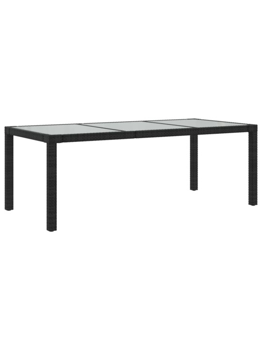 Sodo stalas, juodas, 190x90x75cm, grūdintas stiklas/poliratanas