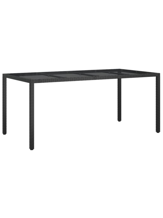 Sodo stalas, juodas, 190x90x75cm, grūdintas stiklas/poliratanas