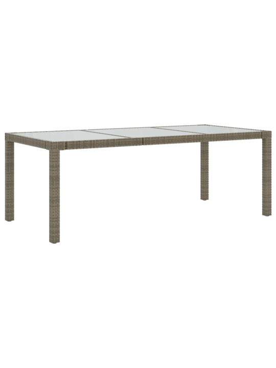 Sodo stalas, pilkas, 190x90x75cm, grūdintas stiklas/poliratanas