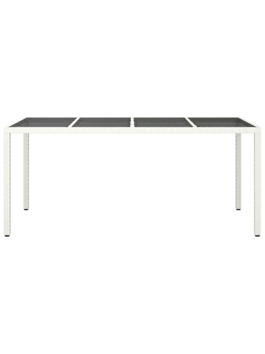 Sodo stalas, baltas, 190x90x75cm, grūdintas stiklas/poliratanas