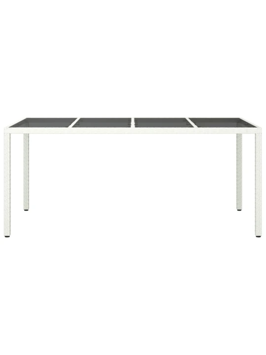 Sodo stalas, baltas, 190x90x75cm, grūdintas stiklas/poliratanas