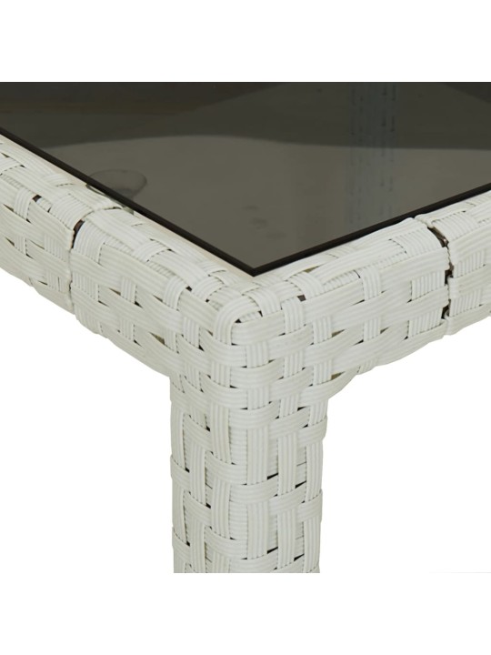 Sodo stalas, baltas, 190x90x75cm, grūdintas stiklas/poliratanas