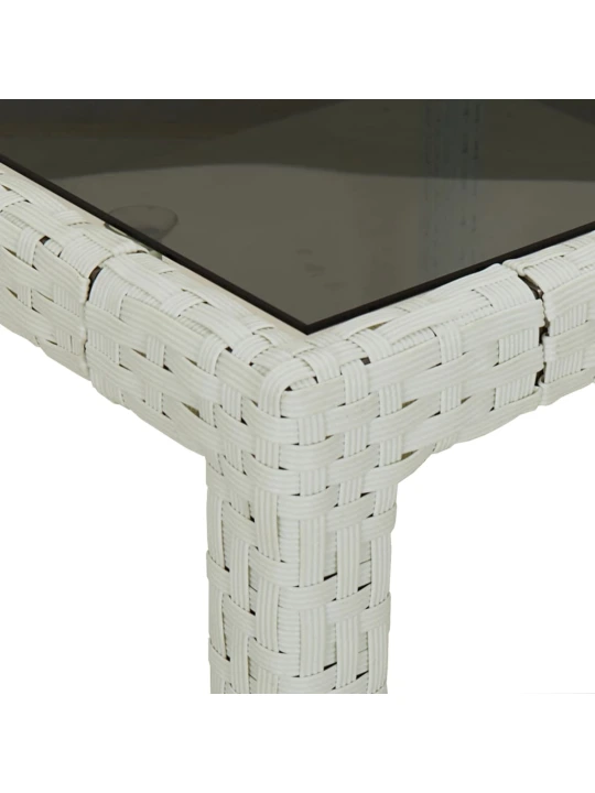 Sodo stalas, baltas, 190x90x75cm, grūdintas stiklas/poliratanas