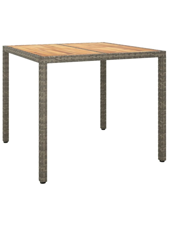 Sodo stalas, pilkas, 90x90x75cm, poliratanas ir akacija