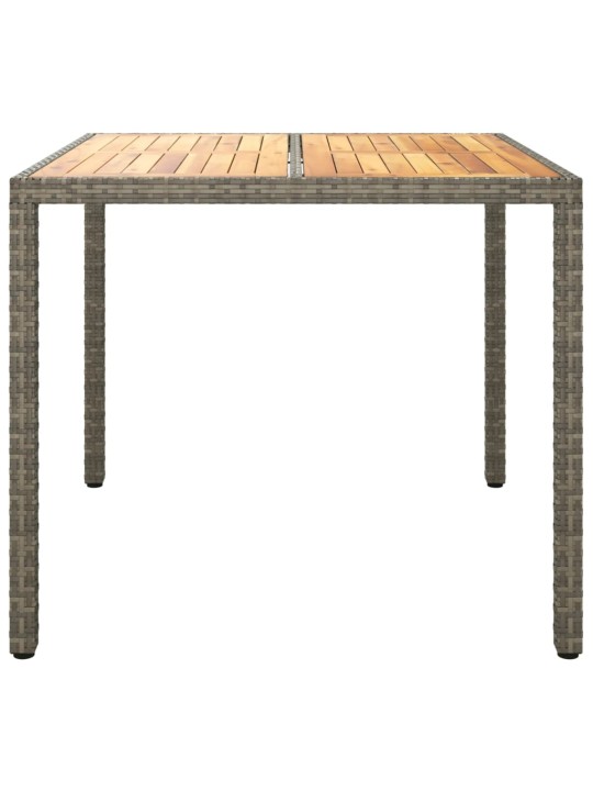 Sodo stalas, pilkas, 90x90x75cm, poliratanas ir akacija