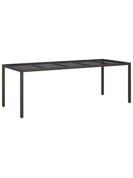 Sodo stalas, rudas, 250x100x75cm, stiklas ir poliratanas