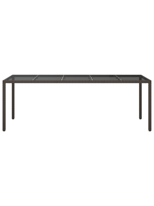 Sodo stalas, rudas, 250x100x75cm, stiklas ir poliratanas