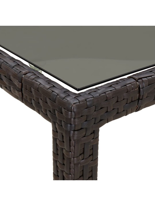 Sodo stalas, rudas, 250x100x75cm, stiklas ir poliratanas