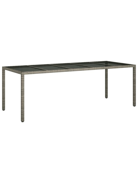 Sodo stalas, pilkas, 250x100x75cm, stiklas ir poliratanas
