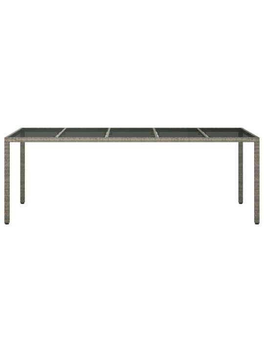 Sodo stalas, pilkas, 250x100x75cm, stiklas ir poliratanas