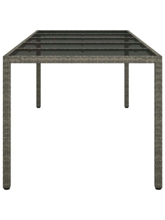 Sodo stalas, pilkas, 250x100x75cm, stiklas ir poliratanas