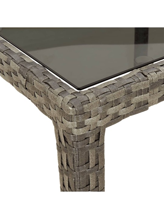 Sodo stalas, pilkas, 250x100x75cm, stiklas ir poliratanas