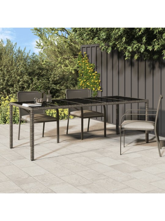Sodo stalas, pilkas, 250x100x75cm, stiklas ir poliratanas