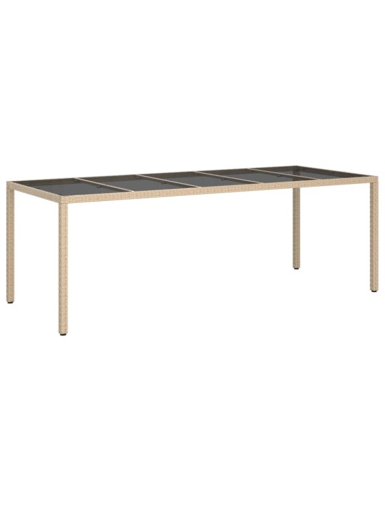 Sodo stalas, smėlio spalvos, 250x100x75cm, stiklas/poliratanas