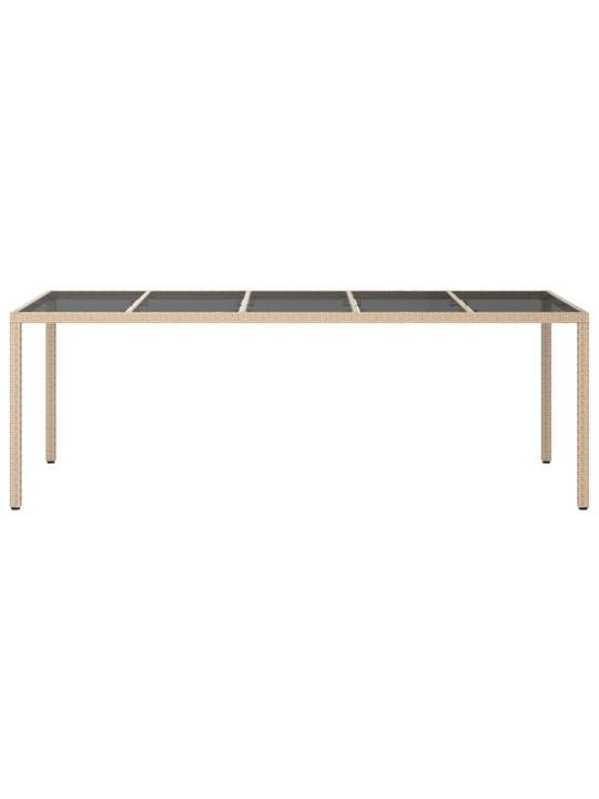 Sodo stalas, smėlio spalvos, 250x100x75cm, stiklas/poliratanas