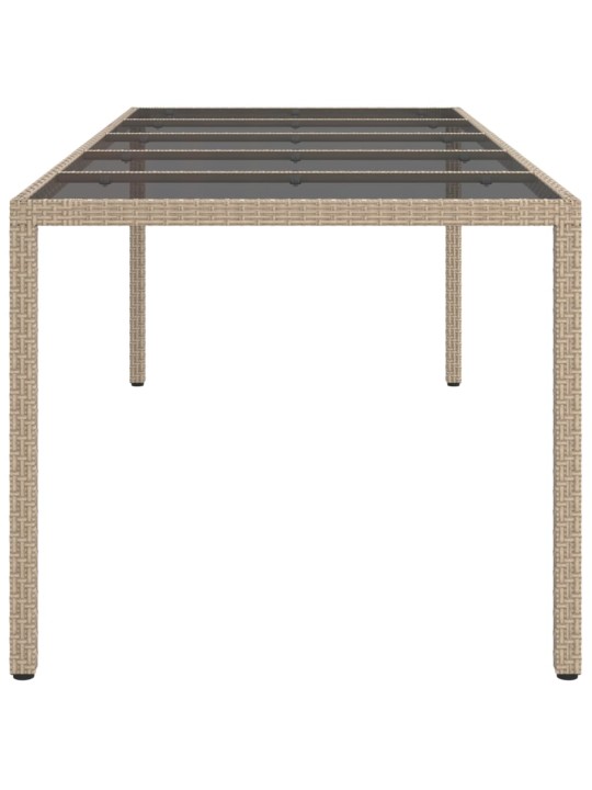 Sodo stalas, smėlio spalvos, 250x100x75cm, stiklas/poliratanas