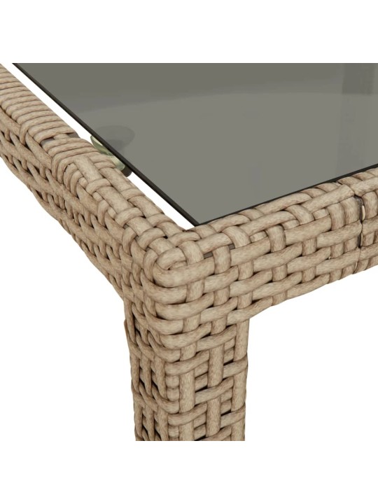 Sodo stalas, smėlio spalvos, 250x100x75cm, stiklas/poliratanas